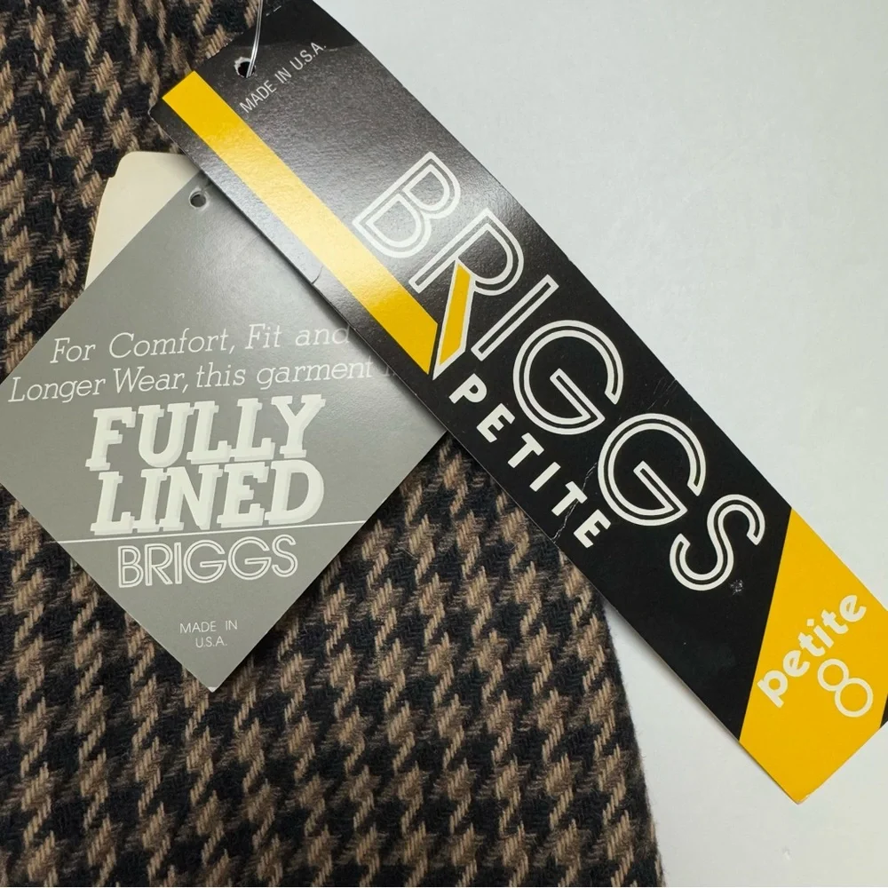 Vintage BRIGGS NY Fully Lined Wool Blend Brown Pencil Skirt Size: 8P Made In USA - Picture 3 of 12